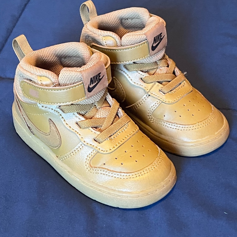 Toddler Tan Leather Nike High Tops